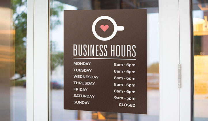Custom Business Hours Sign in Vancouver
